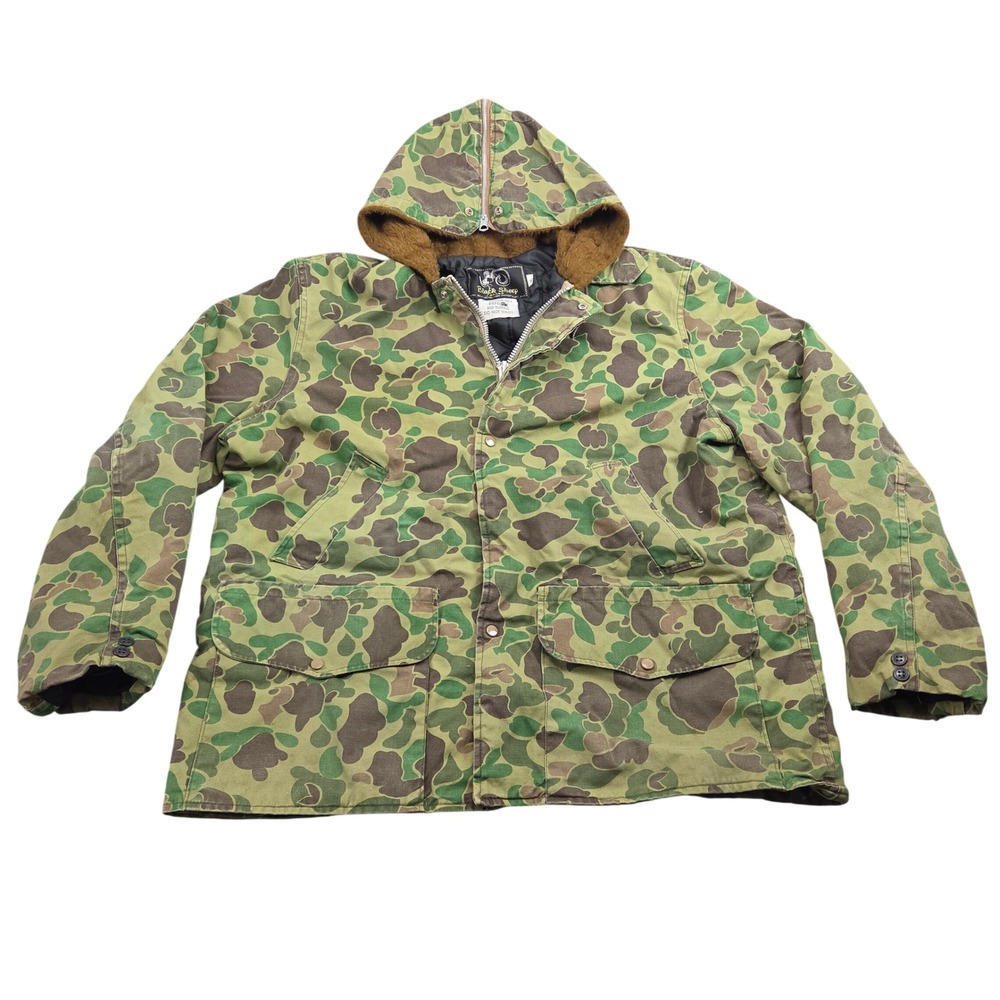 Vintage Black Sheep Hooded Duck Camo Hunting Jacket XL Buddy Schoellkopf